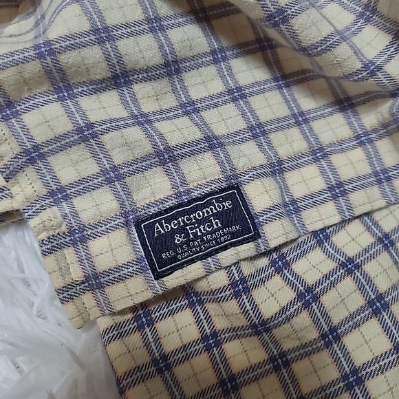 Abercrombie and Fitch Mens Long Sleeve Button Down Shirt Size Small Yellow Plaid - Picture 5 of 12